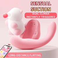 Vibrateur sonique portable à aspiration pour point G, en silicone, en forme d'ours, avec bouton et contrôle par application, moins de 45 dB, pour femmes, rose, OEM ODM, vente en gros