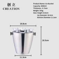 Seau à glace en acier inoxydable avec doubles poignées, seau à vin pour bar, fête, champagne, bière, refroidissement
