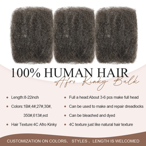 Originea Afro crespo di <span class=keywords><strong>capelli</strong></span> umani alla rinfusa fasci di <span class=keywords><strong>sale</strong></span> e pepe 4c crespi ricci per Dreadlocks, Loc readlocks, intrecciare i <span class=keywords><strong>capelli</strong></span> 50 grammo - Product Image 2