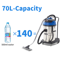 Aspirateur industriel et commercial haute puissance 70L bleu pour lavage de voiture, aspiration humide et sèche, poussière et eau