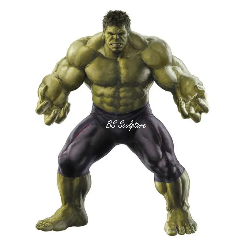 Famous Superhero Movie Action Figures Muscle Life Size Man Fiberglass Hulk Statue Resin Sculpture