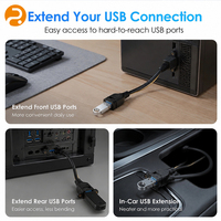 كابل تمديد USB 3.0 أنثى للتركيب على اللوحة، مصنوع من النحاس OFC، كابل USB مزدوج أنثى لمعدات التحكم الصناعية