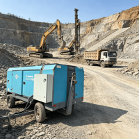 Compresseur d'air mobile diesel à vis PESG760 14 bars 200 kW d'occasion monté sur remorque pour forage DTH, sablage et travaux routiers