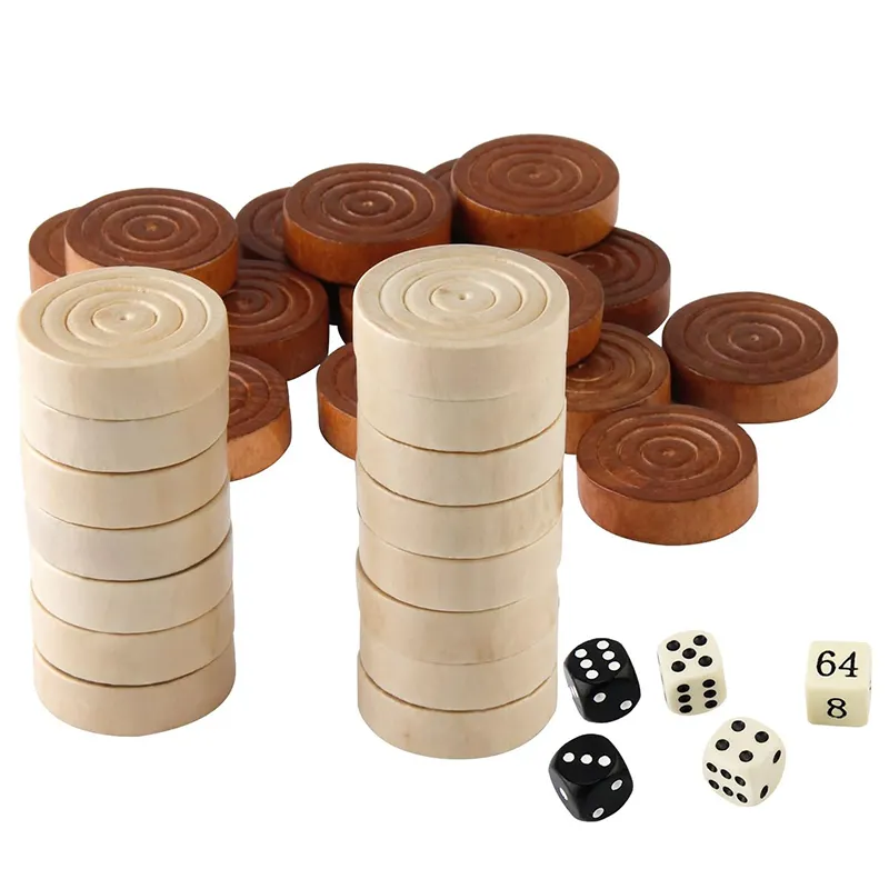 1.26inch chủ đề bằng gỗ Checkers miếng gỗ tự nhiên backgammon miếng