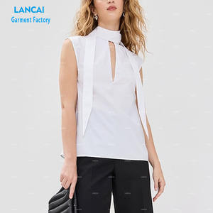 Tops de moda de algodón 100% personalizados para mujer elegante sin mangas camisa de encaje para mujer otoño Tops camisas - Product Image 5