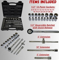 ELEHAND OEM Juego de Llaves de Tubo de 1/2'' con 22 Piezas, Kit Profesional de Reparación de Automóviles y Bicicletas, Juego de Llaves de Trinquete, Kit de Herramientas Manuales, Estuche Rígido