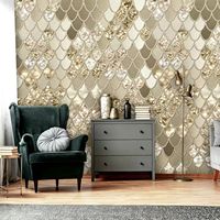 Luxuriöse Goldglitter-Skala Geometrische Art Deco Textur Wandbild Tapete für TV-Hintergrund Heimdekoration Maßgefertigte Dekoration