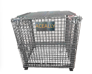 Conteneur de stockage en treillis métallique galvanisé pliable, grand conteneur en acier - Product Image 1