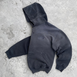 Sweat à capuche vintage pour homme, lavage à l'acide, sans cordon de serrage, personnalisé, avec rivets, streetwear, taille plus, sweat à capuche délavé pour homme - Product Image 3