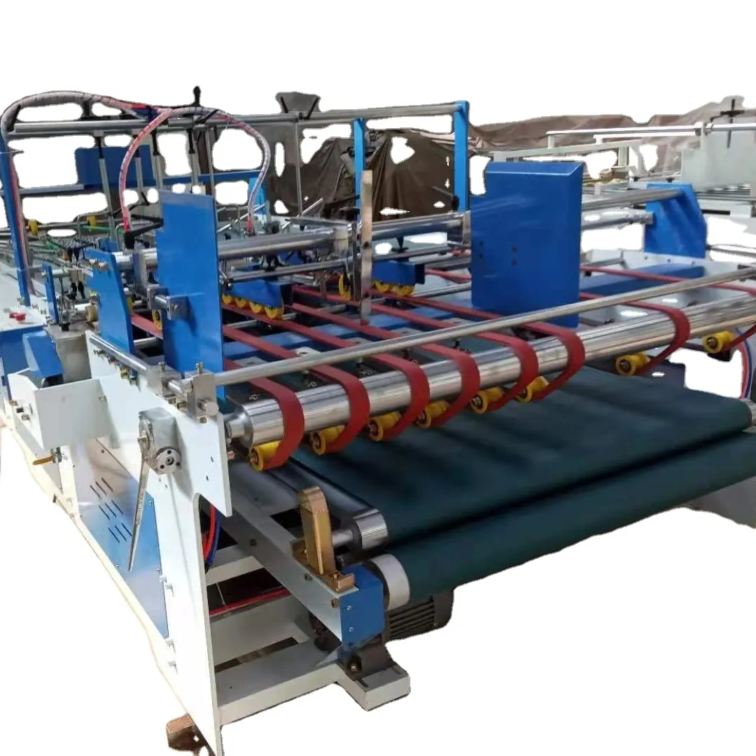 Press Type Semi automatic lock bottom Corrugated Box Folder Gluer carton Box making Folding Gluing Machine