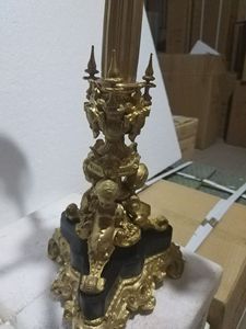 เชิงเทียนทองเหลืองสไตล์โรโคโคโบราณแบบยุโรป 5 แขน จำนวน 1 ชิ้น สำหรับตกแต่งบ้านและศาสนา - Product Image 3