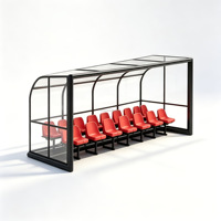 Bancada Deportiva Elíptica de Aluminio Resistente, de Dos Niveles, con Cubo de PP, Plegable, Resistente a la Intemperie, Refugio Portátil para Equipos de Fútbol