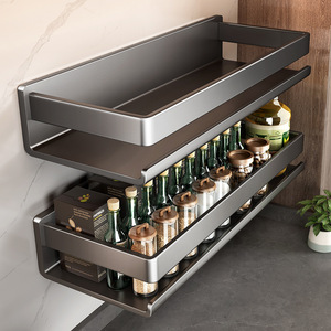 Wall Mounted <b>Kitchen</b> <b>Storage</b> Rack Rectangle Multi-functional Organizer No Drill Installation Easy Cleaning Minimalist Style - Product Image 1