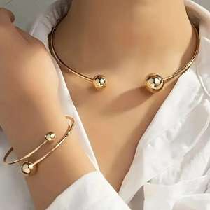 Hot Sell Platinum Electroplated Minimalist Fashion Jewelry <b>Set</b> Handmade Adjustable <b>Bracelet</b> Ring Stackable Everyday Elegance Duo - Product Image 2