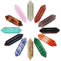 Vente en gros de pendentifs ornements artisanaux en pierres précieuses naturelles DIY, en forme de colonne hexagonale ou de balle pointue, pour pendules