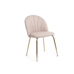 Comfortable Modern Style Velvet Fabric Dining Room Furniture Lovely Pink Gold Painted Tufted Chair Dining Home Furniture L/C T/T