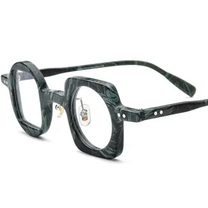 2023搞笑青年眼镜镜片多色镜架Occhiali Lettura蓝光醋酸纤维圆形光学方形眼镜架