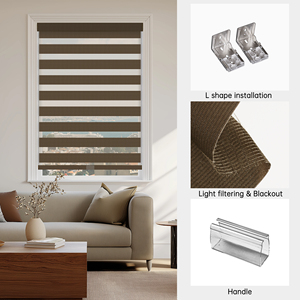 Persianas Enrollables de Poliéster Zebra Inalámbricas Manuales SAMADHI, Diseño de Lujo para Decoración del Hogar, para Ventanas - Product Image 4