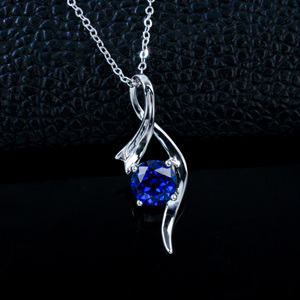 สร้อยคอไพลิน925เงินสเตอร์ลิงปลูกในแล็บ - Product Image 2