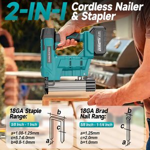 Cordless <b>Brad</b> Nailer 2Pcs 4.0Ah Battery 18 Gauge Metal Plastic Battery Powered Staple Guns Upholstery Carpentry 1600Pcs Nails - Product Image 2