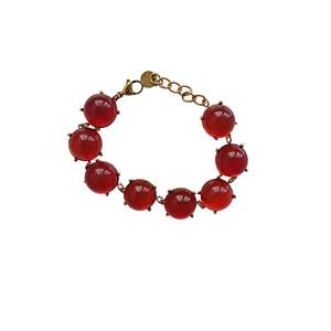 <b>Red</b> Agate Beaded <b>Bracelet</b> 316L Stainless Steel PVD Gold Plating Sustainable Resistant Fashion Jewelry - Product Image 1