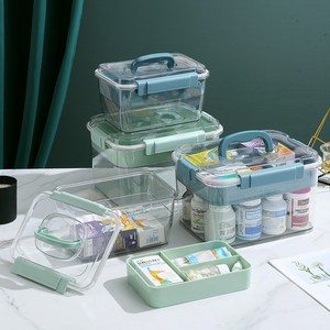 Caja de almacenamiento de doble compartimento para botiquín familiar, caja de almacenamiento con hebilla de cinturón portátil de gran capacidad, juego completo de caja de emergencia - Product Image 1