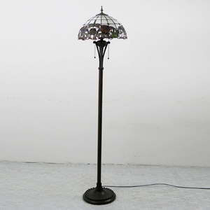 LongHuiJing 16Inch Tiffany Traditional Adjustable Height Turkey Pendant Light Vintage American Stained Glass <b>Red</b> Rose Pattern - Product Image 5