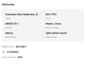 Alquil Poliglicósido (APG) 50%-70% CAS 68515-73-1, Surfactante No Iónico, Materia Prima Suave para la Industria de Detergentes y Cosméticos - Product Image 6