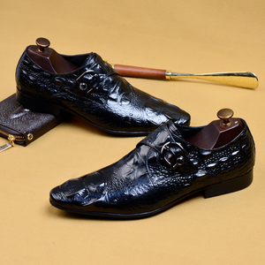 Chaussures d'affaires de style britannique pour hommes, motif crocodile, cuir de vache véritable, design à boucle, chaussures habillées formelles, nouvelle collection - Product Image 6