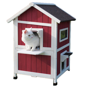 SHUNDA Pet House Pet kafesleri, taşıyıcılar ve evler baskı karton ambalaj ahşap SDCH015 özel kapalı ahşap kedi evi sürdürülebilir - Product Image 5
