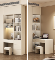 Placard de plain-pied pour chambre à coucher moderne personnalisé Systèmes de garde-robe équipée Caractéristiques de stockage Panneaux de bois Meubles de garde-robe de plain-pied Conception