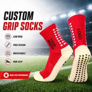 <b>Custom</b> Non Slip Basketball Crew <b>Socks</b>, Cushioned Sports <b>Grip</b> <b>Socks</b> for Soccer Football Running Men - Product Image 1