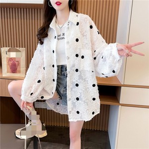 Nueva Camisa de Mujer con Cuello Polo, de Manga Larga, Transpirable, con Estampado de Puntos, Talla Grande, para Verano, Estilo Jacquard - Product Image 4