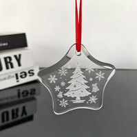 Décorations de Noël en verre cristal transparent en forme d'étoile, en gros, à suspendre