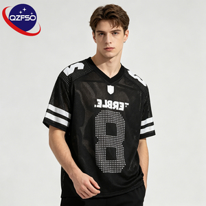 QZFSO Custom Streerwaar Boxy Sublimation Soccer T Shirt American Football Uniform <b>Top</b> Rhinestone <b>Mesh</b> Fabric Rugby Sport Jersey - Product Image 1