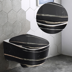WC suspendu sans rebord en céramique, couleur marbre, pour salle de bain - Product Image 1