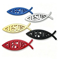 Emblème de voiture 3D en métal en forme de poisson de Jésus, autocollant personnalisé en forme de poisson chrétien pour décoration de coffre arrière et de carrosserie