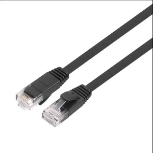 كابلات شبكة الإنترنت المسطحة Cat6 كابل إيثرنت أسود قصير LAN بسعر المصنع RJ45 نوع موصل