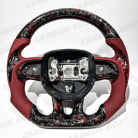 Meilleures ventes : Volant de voiture rouge en fibre de carbone forgée à fond plat avec palettes de changement de vitesse LED pour modèles Dodge Charger Challenger Hellcat