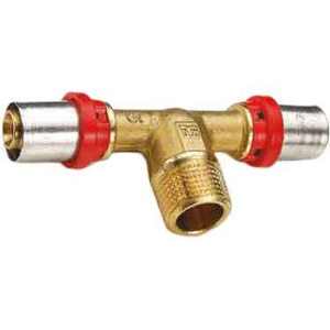 Raccord en T de presse mâle TIEMME 16X1/2X16 raccord de tuyau en cuivre et laiton pour eau tailles 6mm et 10mm technique forgée - Product Image 1