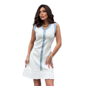 Robe de couture femmes été nouvelle jupe tricotée à volants sans manches - Product Image 5