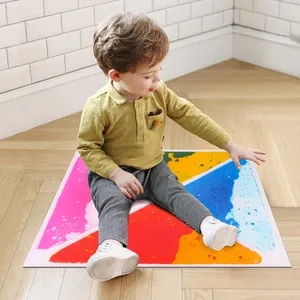 반대로 미끄러짐 PVC 도와 Autistic 아이들 유치원 4 개의 색깔을 가진 교육 액체 흐르는 장난감 상호 작용하는 액체 고무 지면