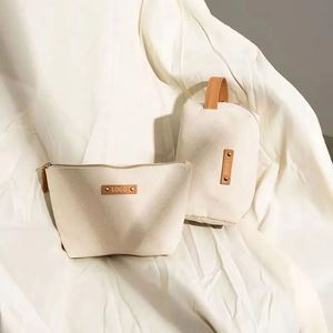 Sac de maquillage en toile écologique haut de gamme, sac de voyage en coton uni avec fermeture éclair, pochette cosmétique avec logo personnalisé en cuir, cadeau promotionnel - Product Image 5