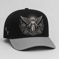 Casquette Snapback à visière courbée, imprimée, 5 panneaux, style Trucker, avec face en mousse et filet, style West Coast Gothic Chicano Urban Streetwear, en gros