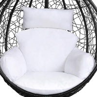 Fauteuil suspendu en rotin pour jardin et terrasse, chaise suspendue en osier, hamac avec coussin pour intérieur ou extérieur, max. 150 kg, noir
