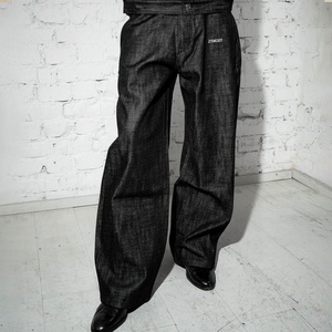 Manufacturer High Quality Casual Streetwear Japanese Raw Selvedge Jean for Men <b>Pant</b> <b>Boot</b> Cut Wide Leg Black Denim Baggy Jean Men - Product Image 1