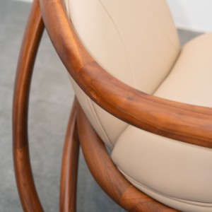 Elegante Sillón Chaise Longue de Madera Maciza con Tapicería de Cuero Premium, Muebles Modernos para el Hogar, Hotel, Villa PISANO - Product Image 2