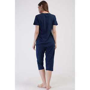 Camiseta cómoda de manga corta con cuello redondo y corte capri para mujer, talla XXL - Product Image 1