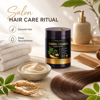 Traitement réparateur nourrissant pour cheveux abîmés, hydratant en profondeur, lissant et adoucissant, à base de ginseng et de collagène, pour femme
