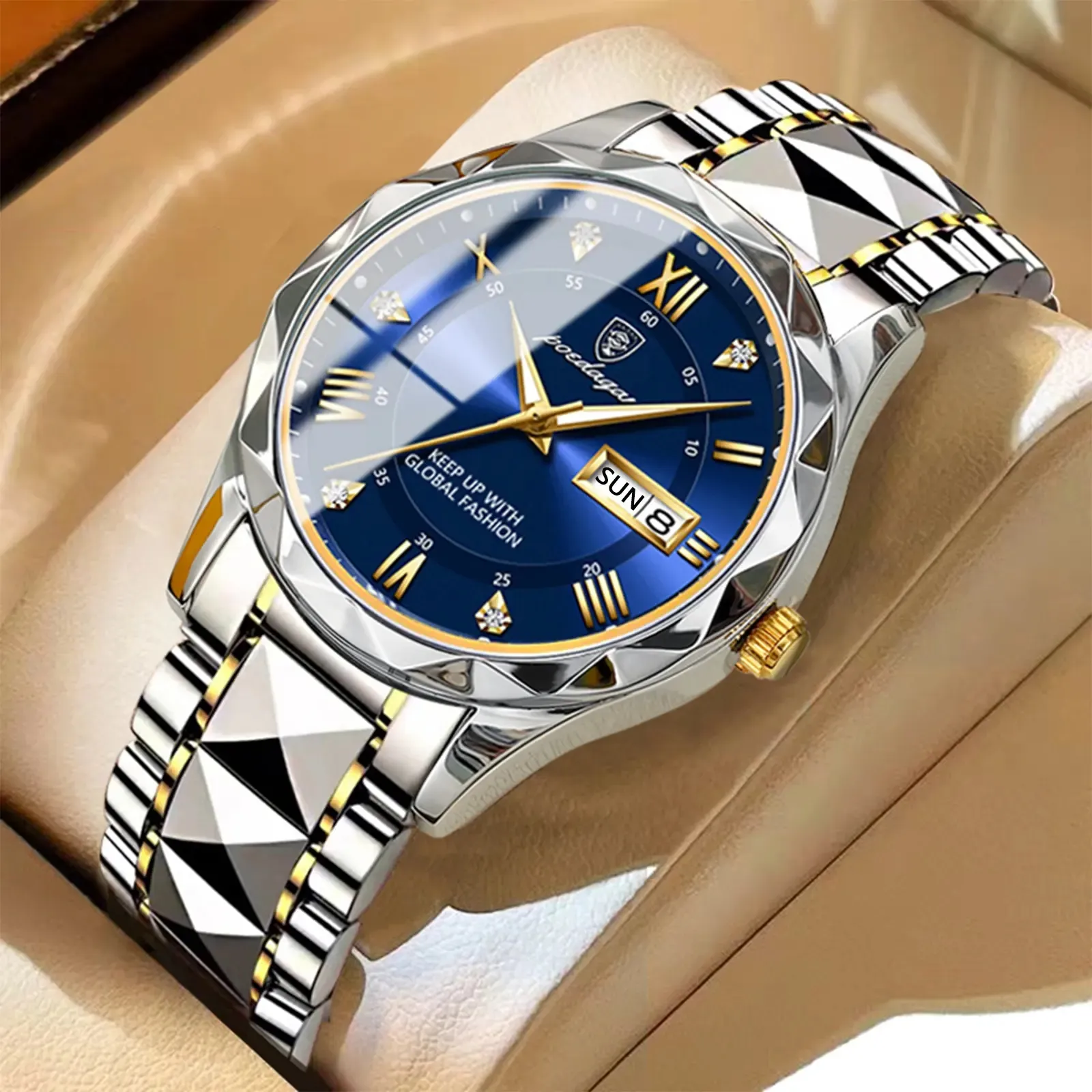 新しいPOEDAGAR615高級メンズ腕時計ビジネストップブランドマン腕時計防水ルミナスデイトウィーククォーツメンズウォッチRelojes